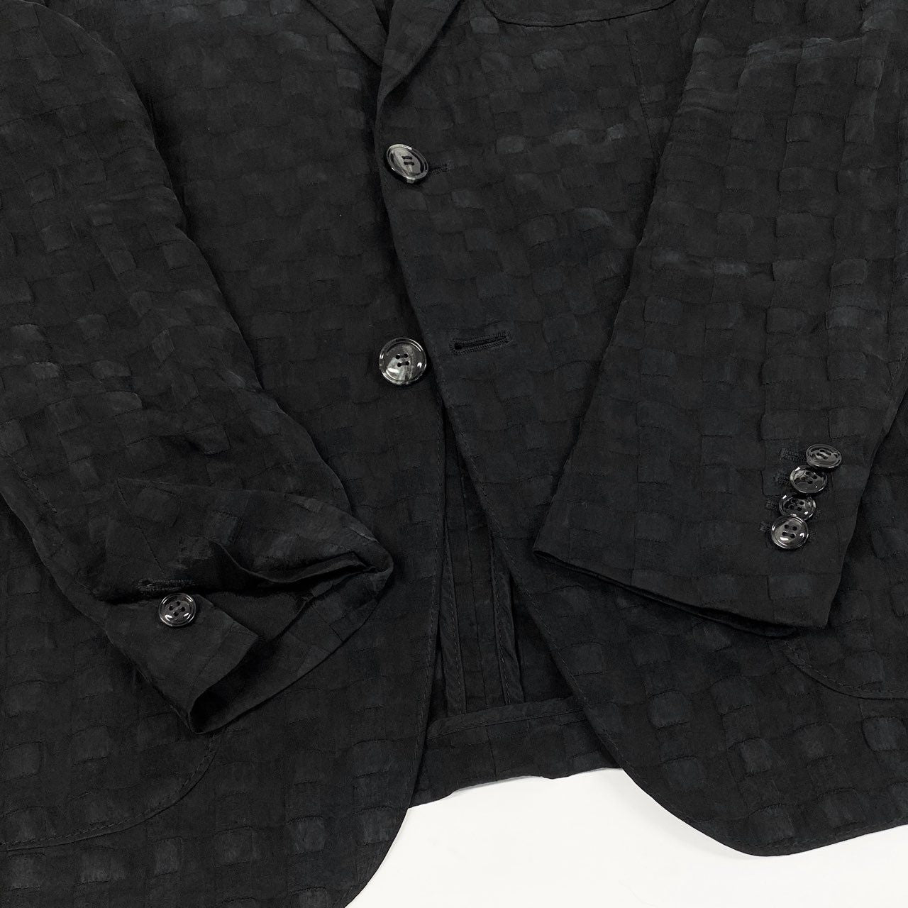 68b11【美品】GIORGIO ARMANI ジョルジオアルマーニ 2022 テーラードジャケット チェック柄 ブレザー 48Rサイズ ブラック メンズ 男性用k02i