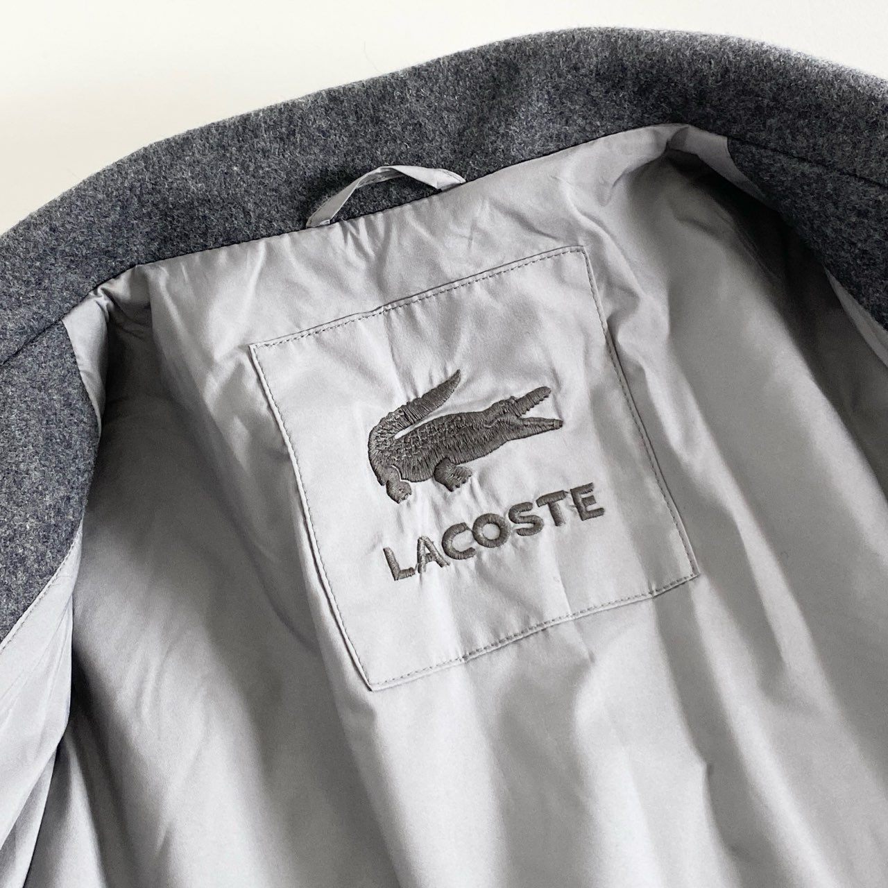 81h12 LACOSTE ラコステ メルトン ラップコート チェスターコート アウター BF254E 40 グレー ウール