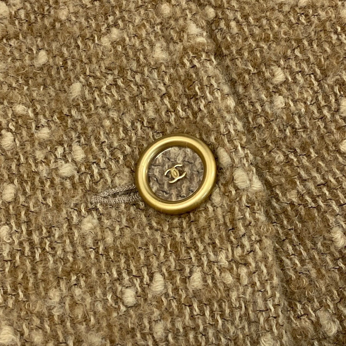 i22 CHANEL シャネル 01A CC クリアボタン ツイードコート Vintage CC Clear Buttons Tweed Coat Beige P18340 Size38 ベージュt18r