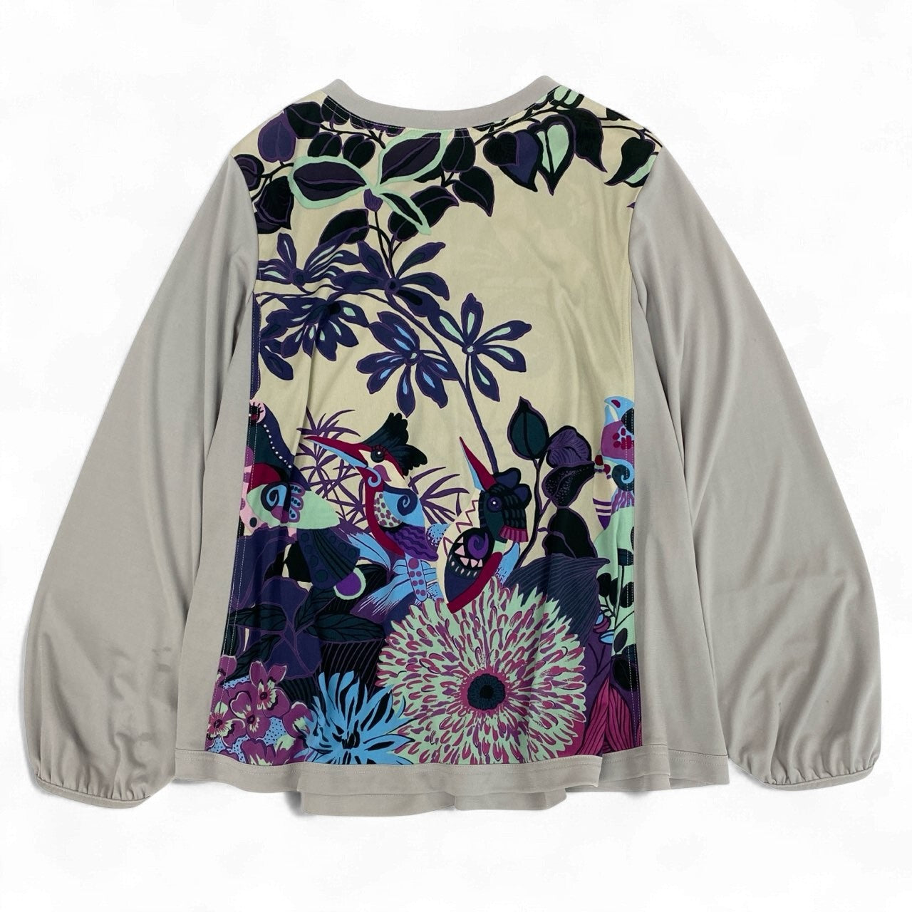 64k19 TOKUKO 1er VOL トクコプルミエヴォル ロングスリーブカーディガン ジャケット 花柄プリント くるみボタン レディース 女性用 9 グレージュu02t