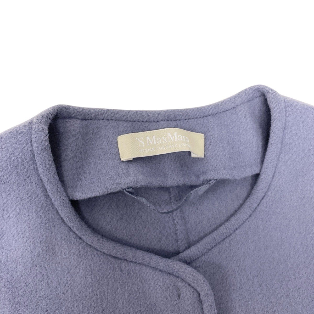 26g14 'S Max Mara エスマックスマーラ クチートアマーノ ノーカラーコート アンゴラ混 サイズ36 ブルー系 レディース 女性用u02t