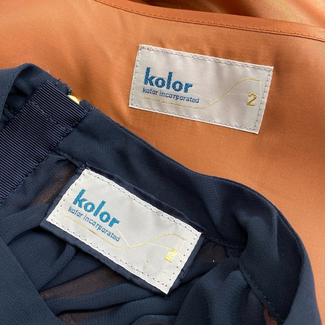 73c10 《美品》 日本製 kolor カラー ノースリーブワンピース シースルー シアーギャザー 2 ネイビー レディース ロングワンピース バックジップ ドレス