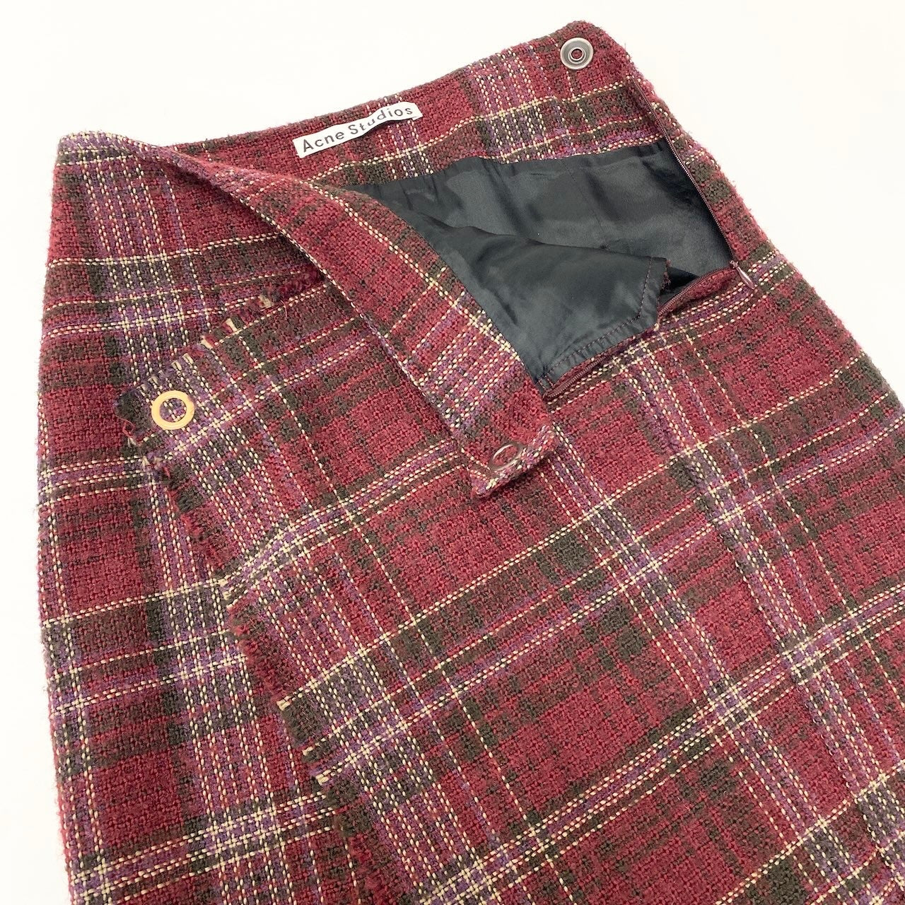 29e7 Acne Studios アクネステュディオズ ロングスカート 巻きスカート チェック柄 FN-WN-SKIR000002 32サイズ ボルドー レディース 女性用u02t