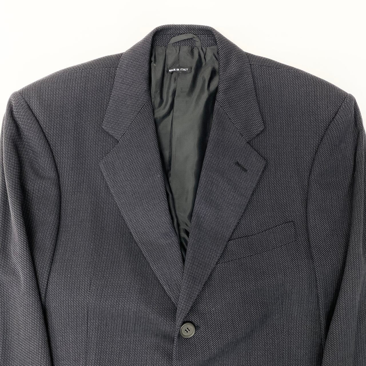 49d5 GIORGIO ARMANI ジョルジオアルマーニ シングルスーツセットアップ テーラードジャケット スラックス 48サイズ ネイビー メンズ 男性用o07t