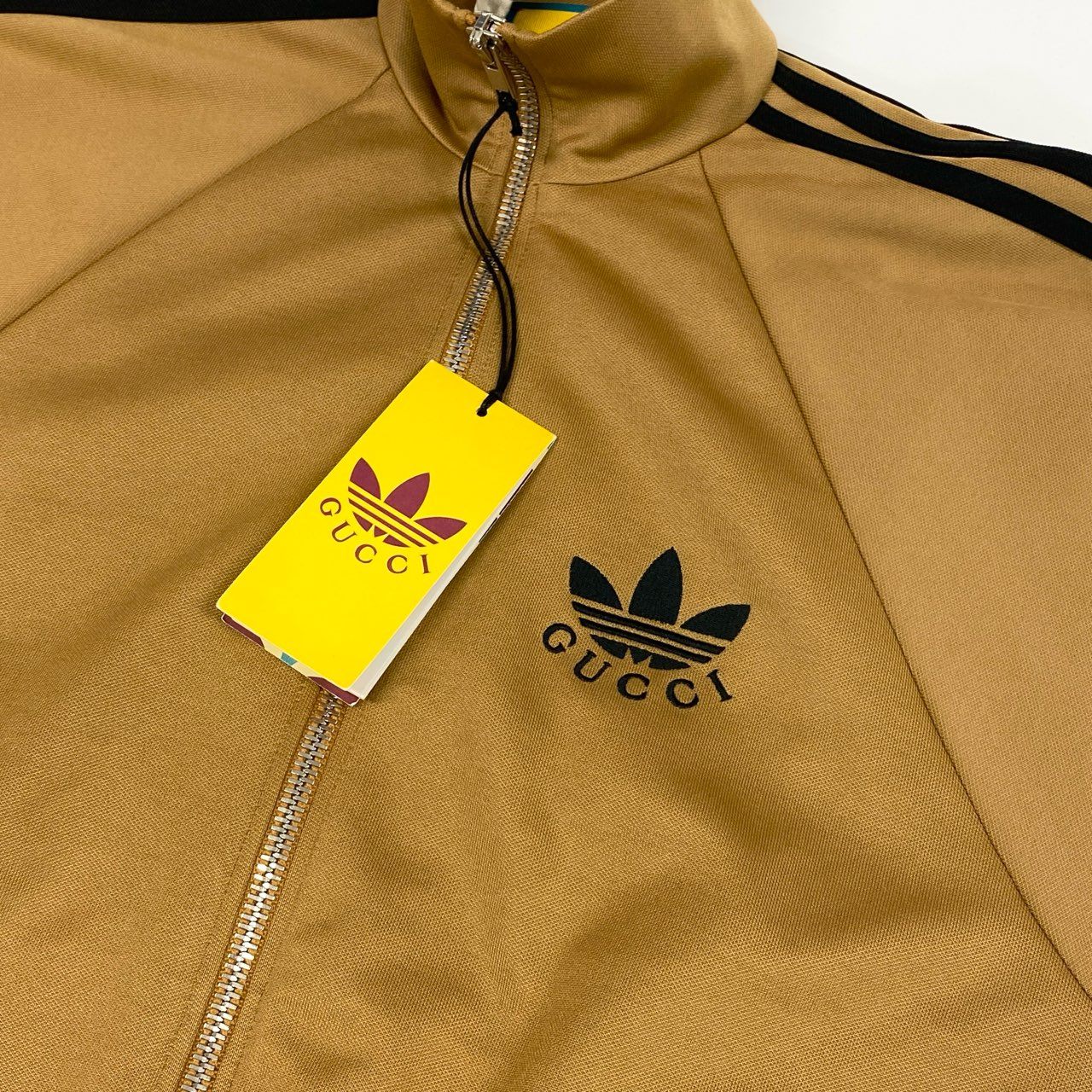 Md7 【新品保管品】GUCCI グッチ × adidas アディダス トラックジャケット  ジャージージップジャケット アウター XSサイズ ベージュ メンズ 男性用o07t