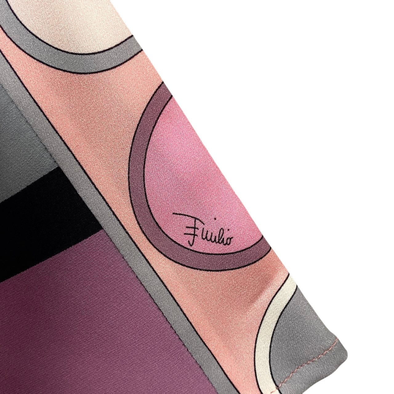 34e16 EMILIO PUCCI エミリオプッチ シルクチュニックワンピース  ブロックプリント 五分袖 イタリア製 38サイズ ピンク系 レディース 女性用u02t