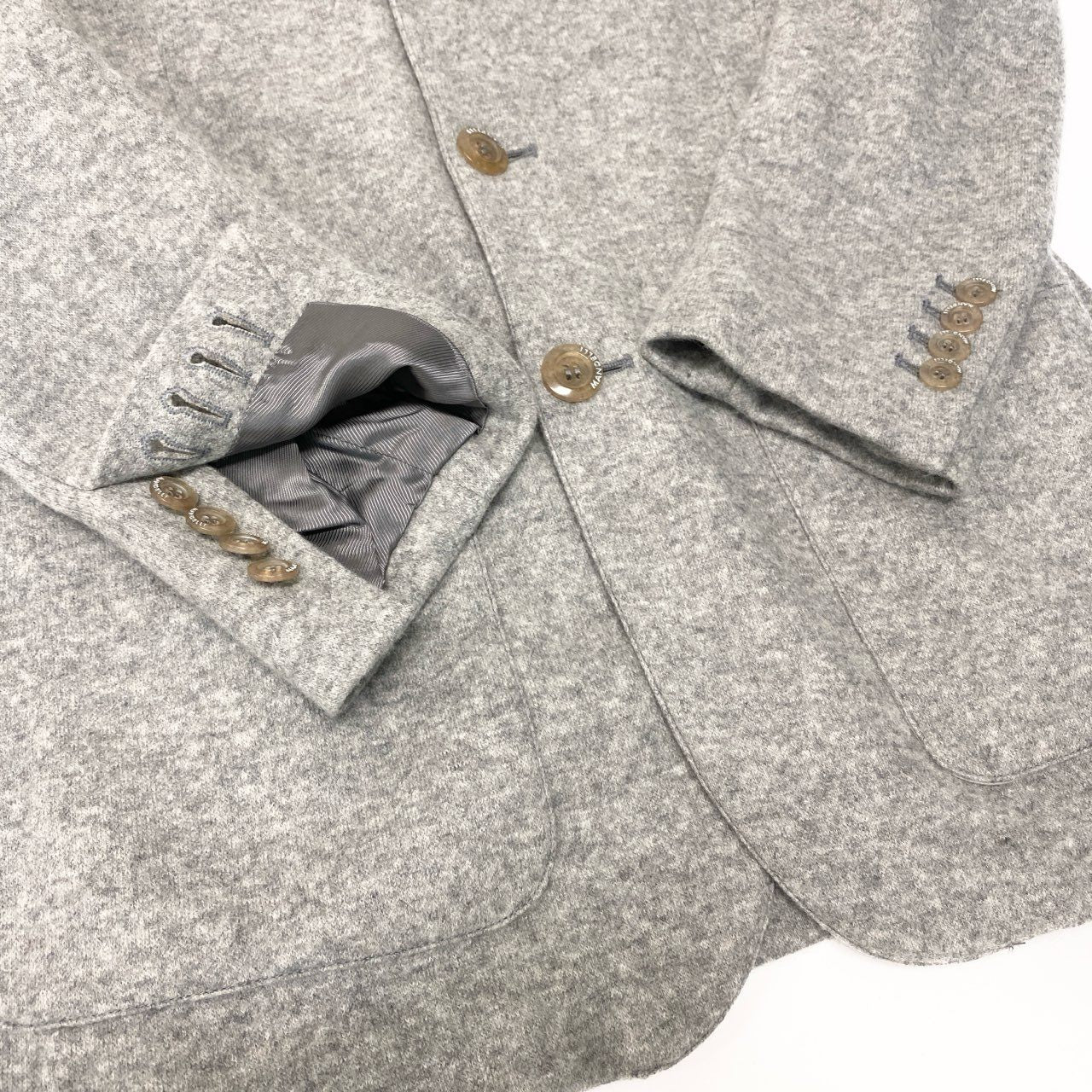 36c10【美品】ENRICO MANDELLI エンリコマンデッリ カシミヤテーラードジャケット ブレザー アウター 50サイズ グレー メンズ 男性用o07t