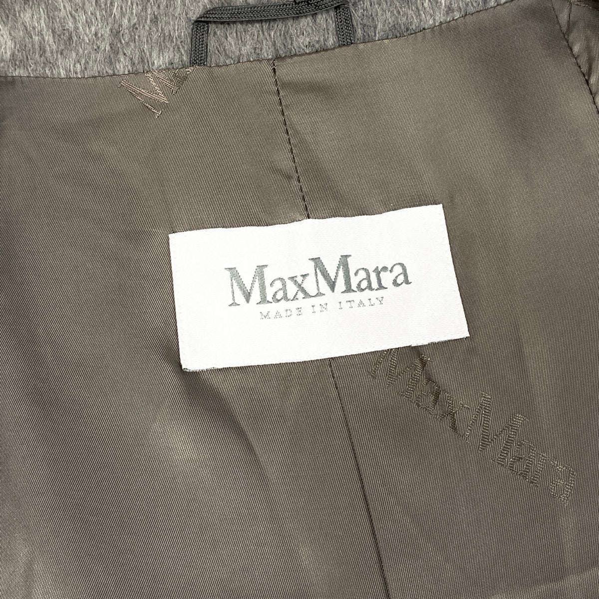 Ej15 【極美品】 Max Mara マックスマーラ 白タグ ステンカラーコート アルパカ混 シャギー サイズ38 グレー レディースu02t