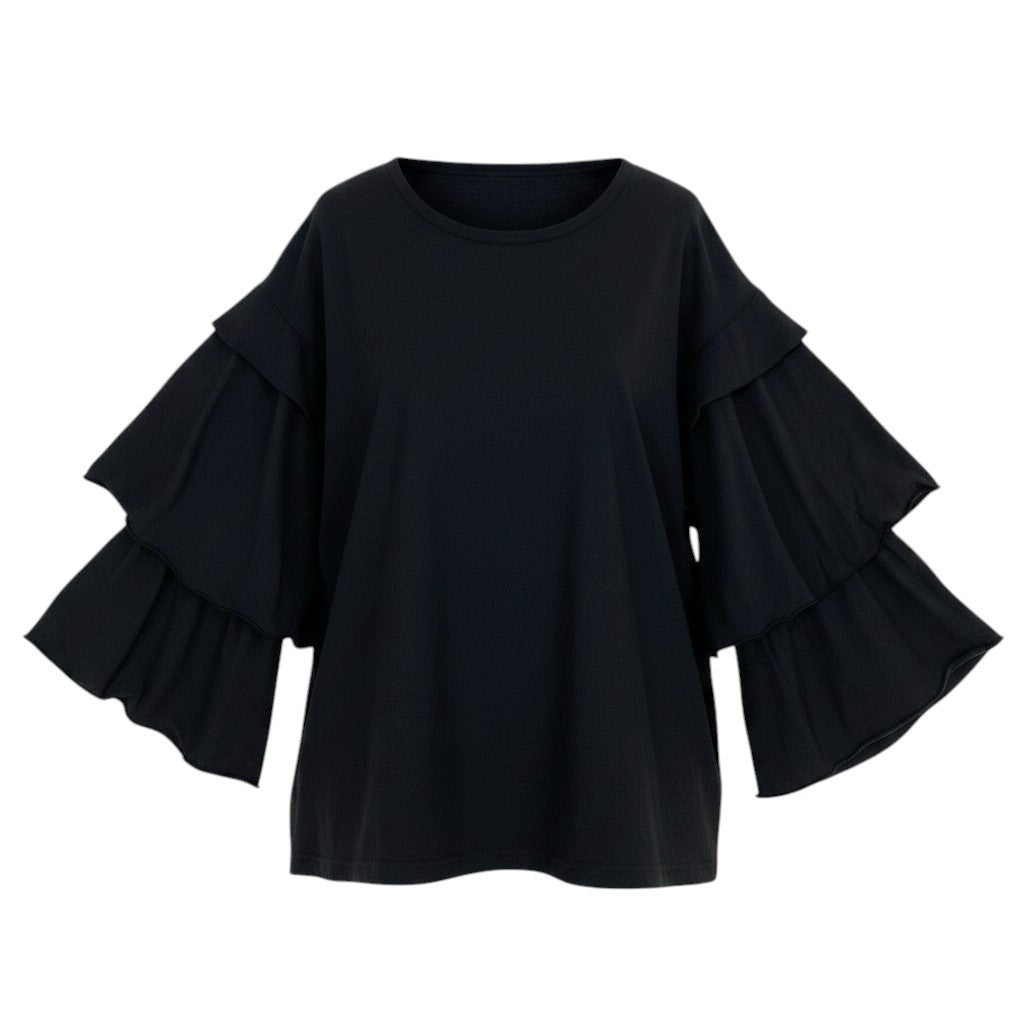 Af4 Yohji Yamamoto ヨウジヤマモト オーバーサイズ フリルカットソー Over Size Frill T-Shirt サイズ2 ブラック 山本耀司t18r