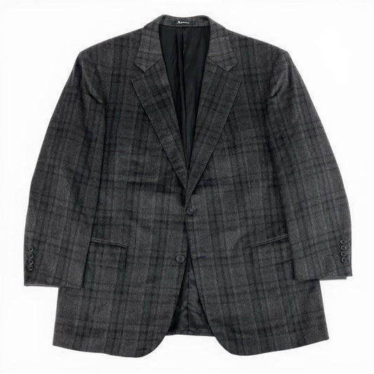 50a19 Aquascutum LONDON アクアスキュータム テーラードジャケット カシミヤジャケット チェック柄  メンズ 紳士服 サイズ105 3L グレー系 カシミア100％u02t