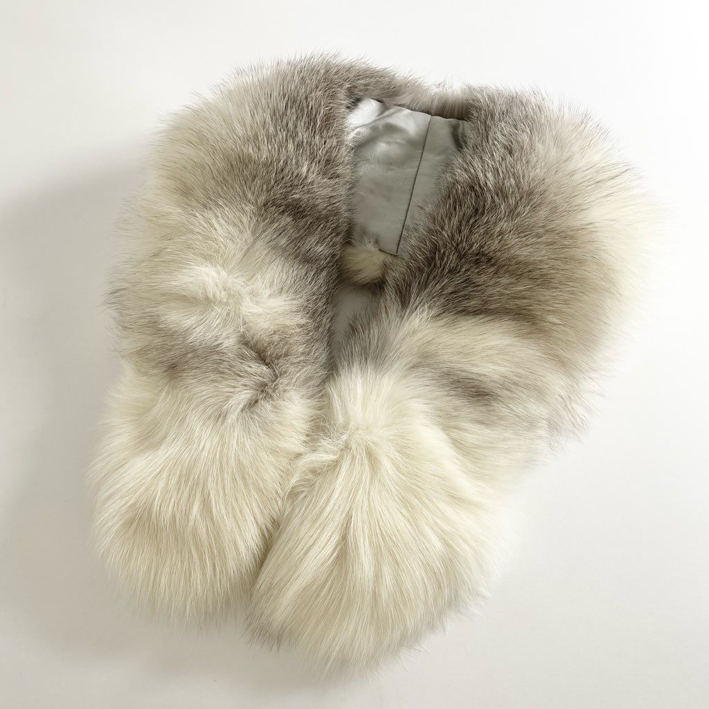 64e4【美品】SAGA FOX サガフォックス フォックスファー ティペット ケープ 襟巻き ホワイト系 フォックス レディース FOX FUR