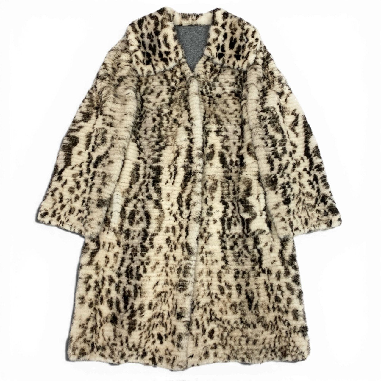 Ib9 FENDI フェンディ レオパード柄染めミンク カシミヤ100％ リバーシブル ミンクコート 毛皮コート 40 ミンク カシミア レディースta1