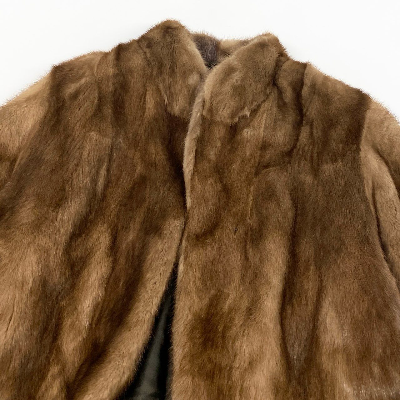 68j15 MG Sable FUR ミンクコート セミロングコート 毛皮コート 袖斜め段 サイズ13 ライトブラウン パステルミンク 裏地花柄刺繍k02i