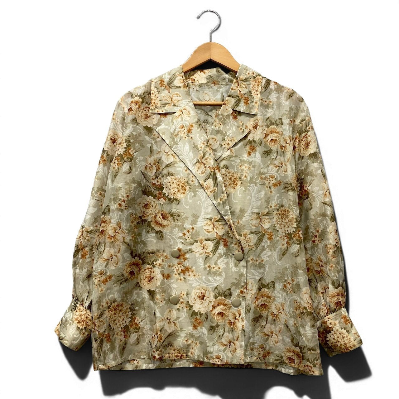 72e15 Christian Dior クリスチャンディオール フラワープリント ダブルブレストジャケット 半袖シャツ 2点セット 薄手 花柄 サイズL マルチカラー コットンシルク レディース 女性用u02t