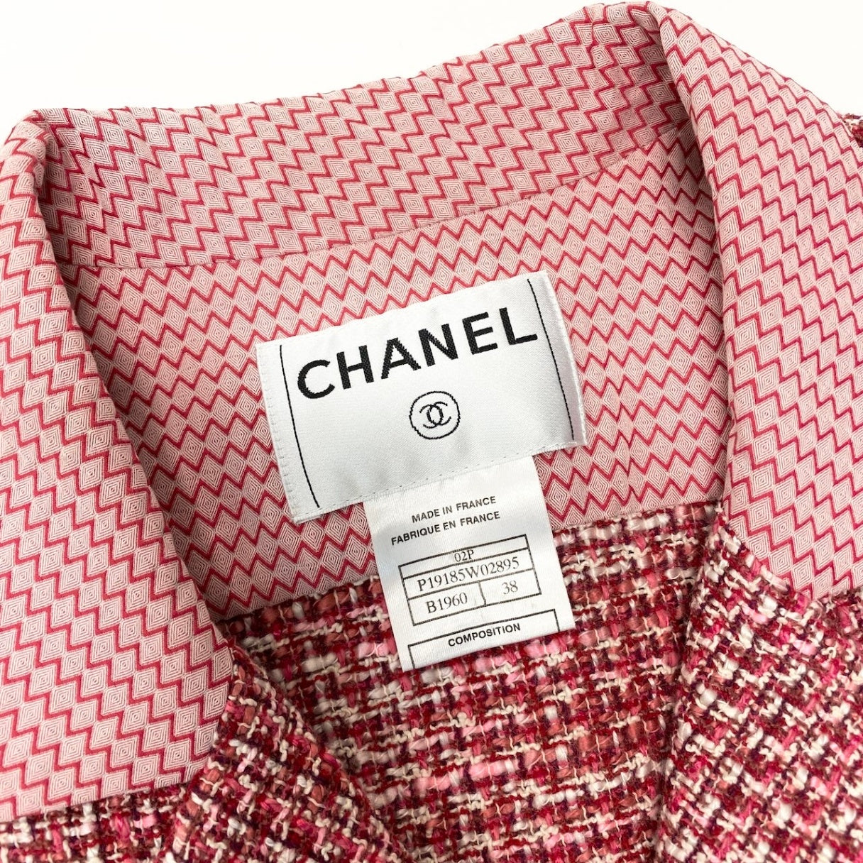 C CHANEL シャネル スーツセットアップ 半袖ツイードジャケット ハーフパンツ ココマーク P19185W02895 38サイズ ピンク レディース 女性用nu1