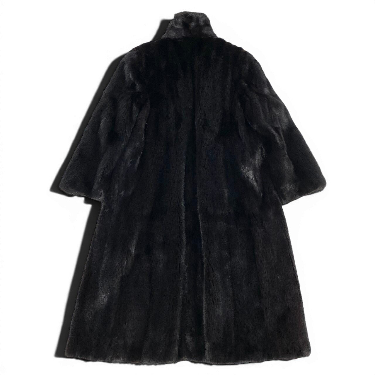 67e13 SAGA MINK サガミンク 銀サガ ダークミンク 超ロングコート 丈110cm サイズ13 ブラック 最高級本毛皮 Mink Fur Long Coatt18r