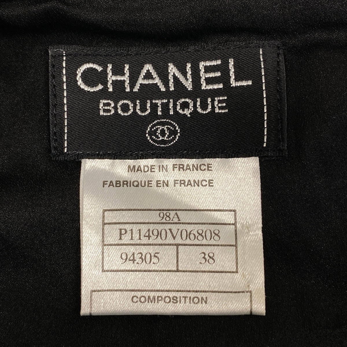 i19【美品】CHANEL  1998年 膝丈スカート ココマーク フランス製 38サイズ ブラック ウール100％ レディース 女性用u02t