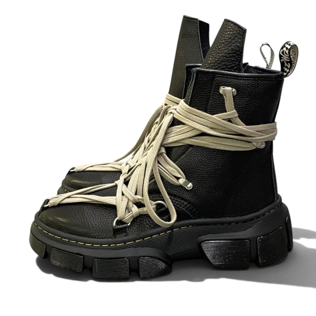 h29《未使用》 Rick Owens Dr.Martens リックオウエンス ドクターマーチン 1460 DMXL MEGA LACE BOOT 31752001 UK9 ブラック レザー メンズu02t