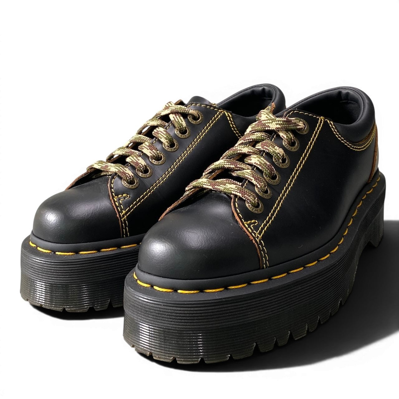 1e21 Dr.Martens ドクターマーチン レザーシューズ レザーアッパー 厚底 レースアップ ローカットシューズ 迷彩 ユニセックス メンズ 男性用 UK5 ブラックo07t 1e21 Dr.Martens ドクターマーチン レザーシューズ レザーアッパー