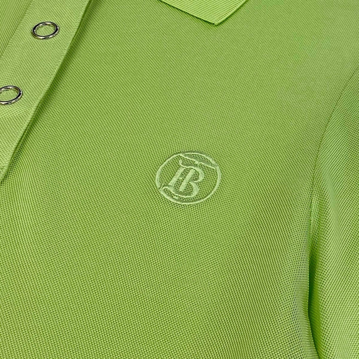Ie25 【未使用保管品】 BURBERRY  バーバリー 長袖 ポロシャツ メッシュトップス 8041065 サイズSP グリーン系 レディース女性服o07t