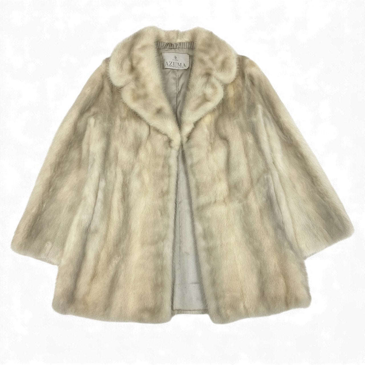 33l14 GINZA AZUMA パールミンク ファーコート サイズ11号 ホワイト 本毛皮 PEARL MINK FUR ポケット有t18r