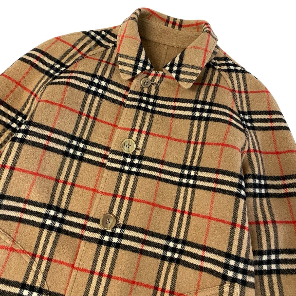 Ij23 Burberrys バーバリーズ ノバチェック リバーシブルコート サイズ11AB ベージュ ウール100％ レディースu02t