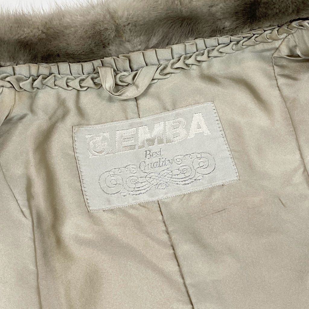 25L15 EMBA エンバ サファイアミンク ファーコート サイズF シルバーグレー 本毛皮 MINK FUR ポケット有t18r