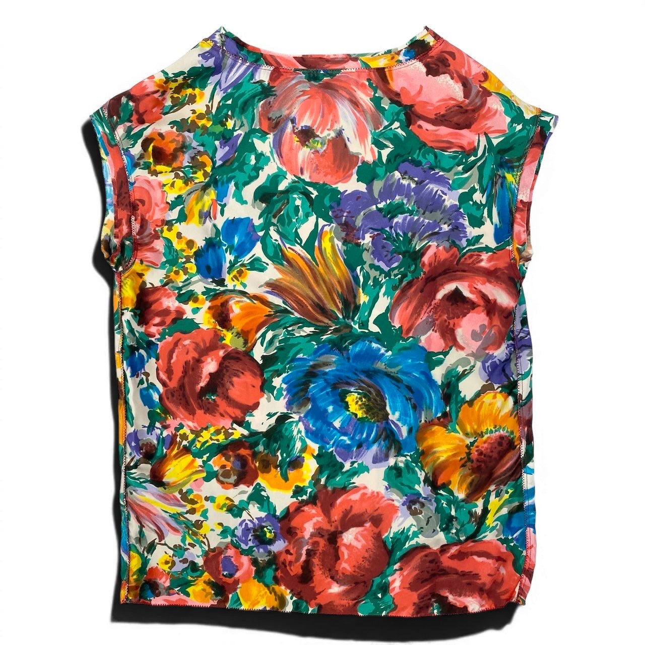 Ee8 DOLCE&GABBANA ドルチェ＆ガッバーナ 花柄 シルクブラウス ノースリーブブラウス サイズ40 マルチカラー シルク100 レディースk02i