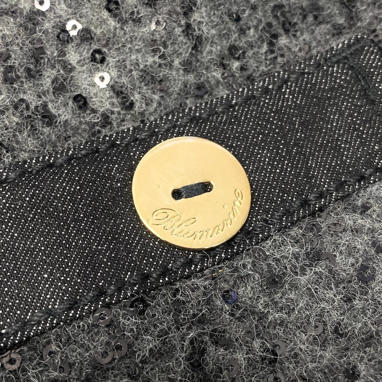 55c19 【新品保管品】 Blumarine ブルマリン ノーカラージャケット スパンコール 金ボタン タグ付 ウール レディース 女性用 227842619 38 グレー系u02t