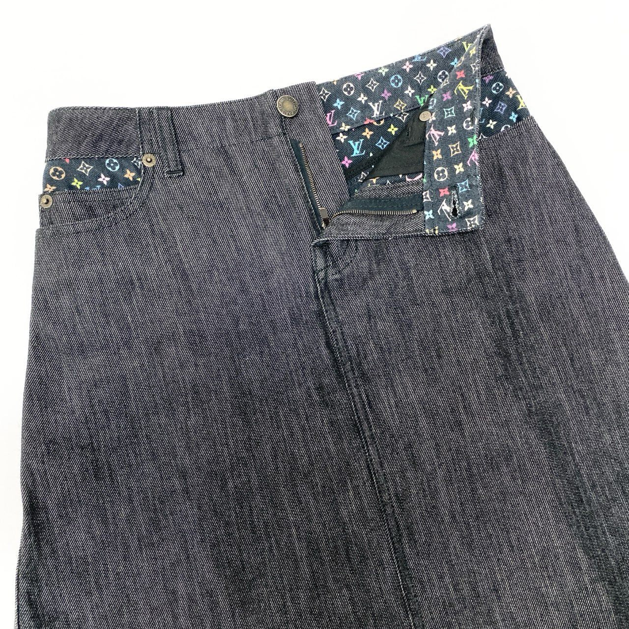 Ib4 LOUIS VUITTON ルイヴィトン モノグラムマルチカラー デニムミニスカート ボトムス Monogram Multicolor Denim Mini Skirt 34 ブラック コットン レディースta1