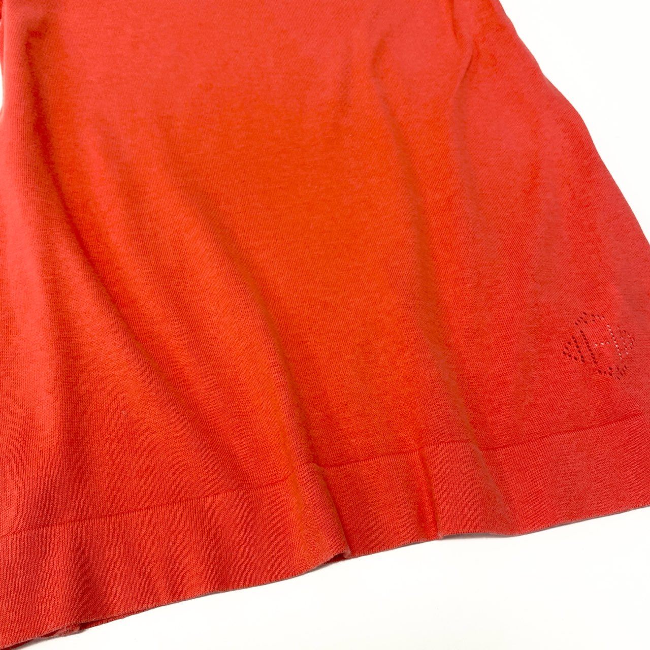 Ec5 HERMES エルメス Hロゴ コットンシルク 半袖ニット トップス サイズ36 コーラル レディースk02i