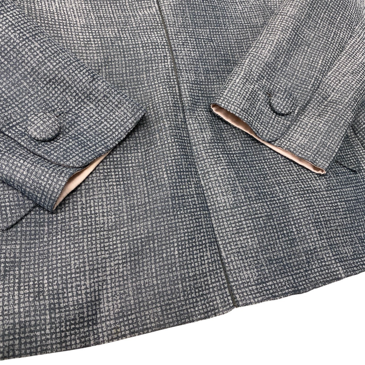 68h18 GIORGIO ARMANI ジョルジオアルマーニ フルジップ ノーカラージャケット ウールシルク混 サイズ40 グレー レディースu02t