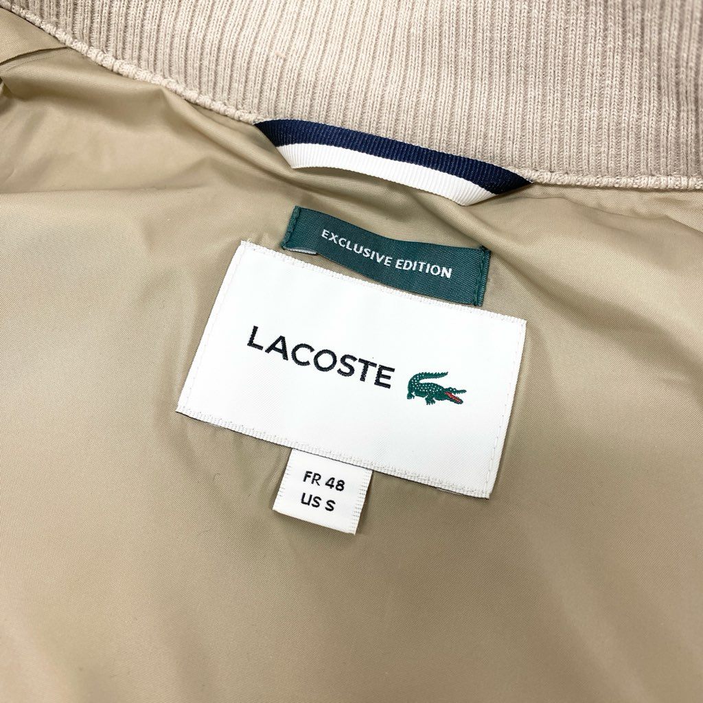 66a12 《美品》 LACOSTE × BEAMS ラコステ ビームス別注 ハリントンスウィングトップジャケット ブルゾン ダブルジップ ワニワッペン バックロゴ メンズ 紳士服 BH021PL US S ベージュu02t