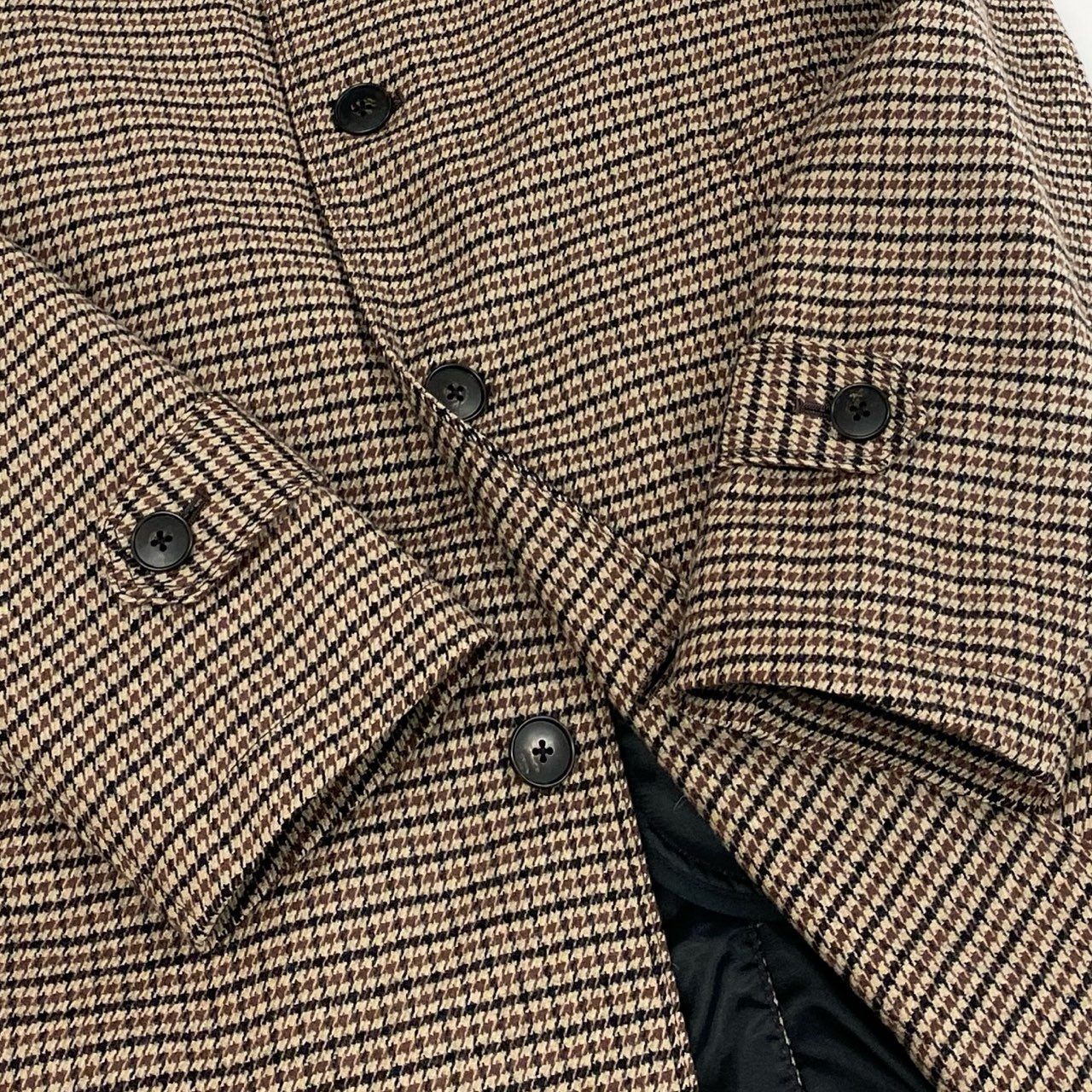 78i10 《美品》 UNITED ARROWS ユナイテッドアローズ グリーンレーベルリラクシング シンダウンステンカラーコート アウター ライナー付き 3225-199-2695 M ブラウン ハウンドトゥース メンズ オンオフ兼用k02i