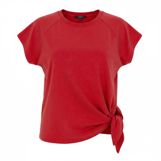 Ee29 【タグ付】 GUCCI グッチ サイドリボン クルーネック 半袖Tシャツ サイズXL レッド コットン100％ レディース 女性服u02t