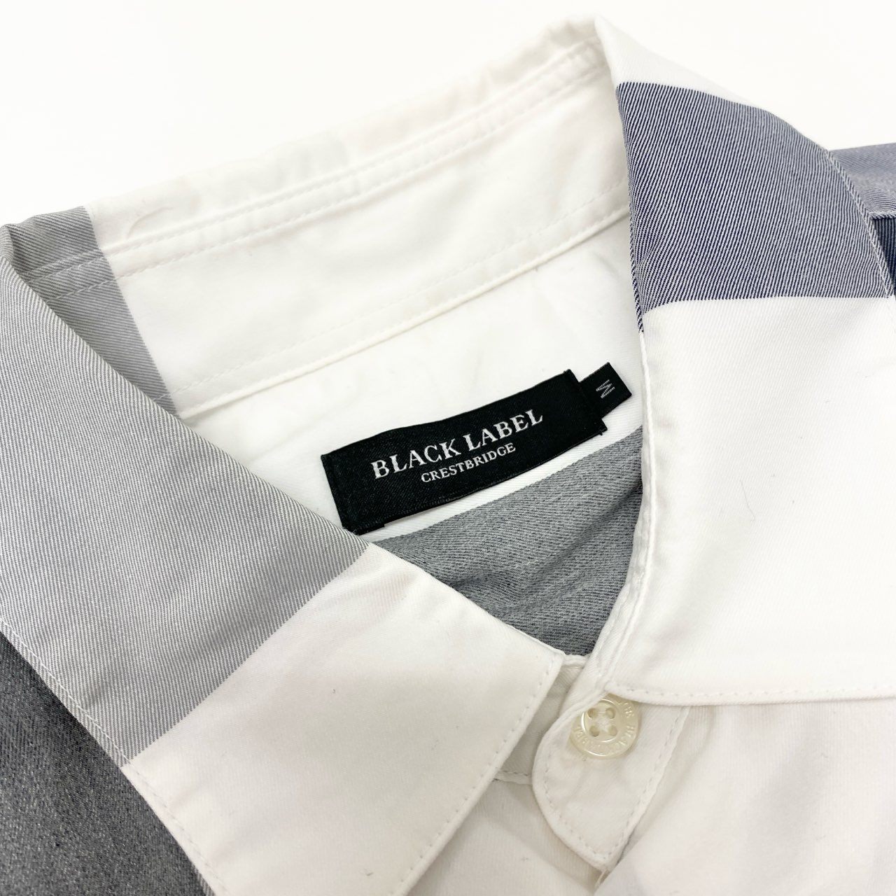 81j8 BLACK LABEL CRESTBRIDGE ブラックレーベル クレストブリッジ 長袖シャツ チェックシャツ 胸ポケット 51M01-401-02 Mサイズ ブルー ホワイト メンズo07t
