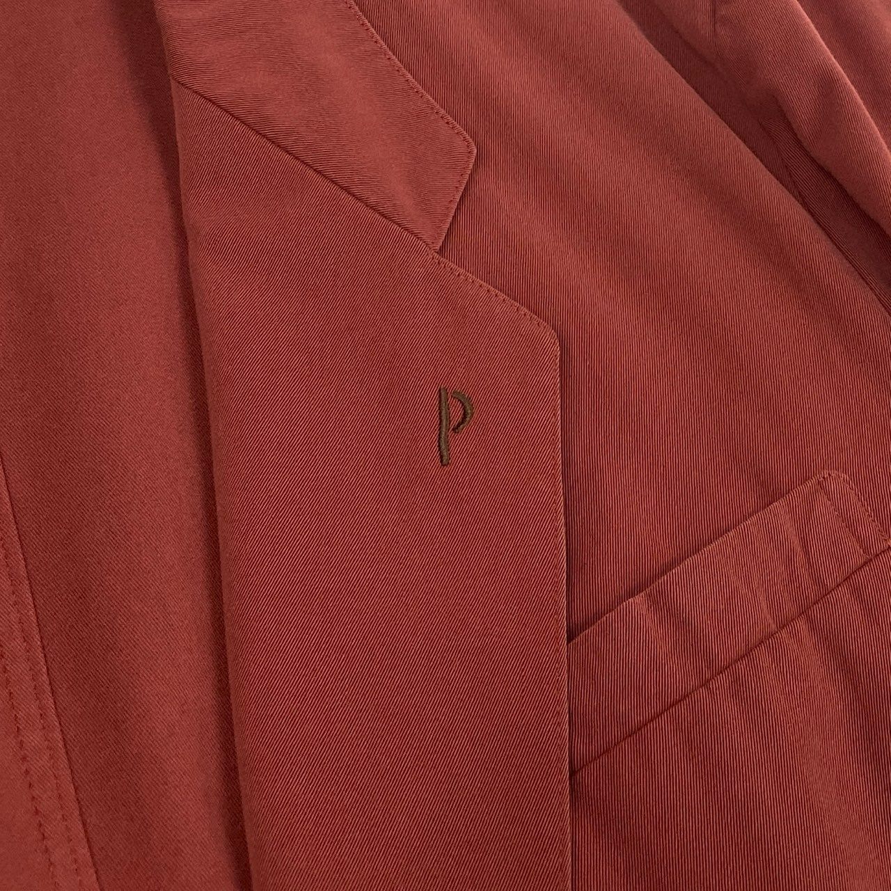 36a7 Papas パパス テーラードジャケット サマージャケット ロゴ刺繡 M レッド メンズ 紳士服u02t