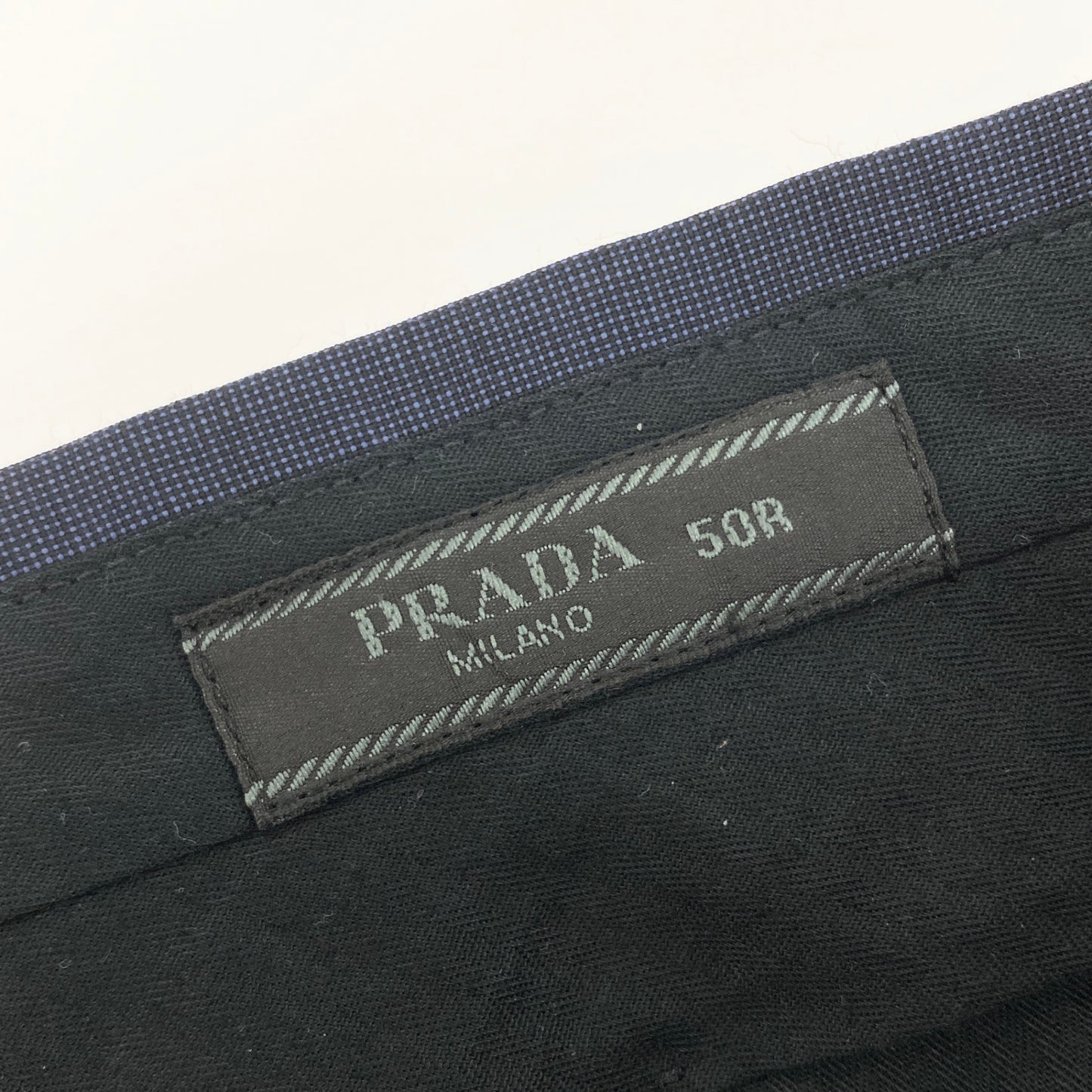 21i29 PRADA プラダ スラックスパンツ テーパードパンツ ボトムス ボタンフライ USF420 S152 サイズ50R ネイビー ウールモヘア メンズu02t