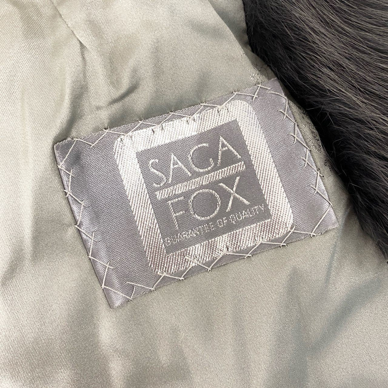 69j6 SAGA FOX サガフォックス 銀サガ 毛皮コート  フォックスファー ファーコート 本毛皮 13サイズ ダークグレー レディースt18r