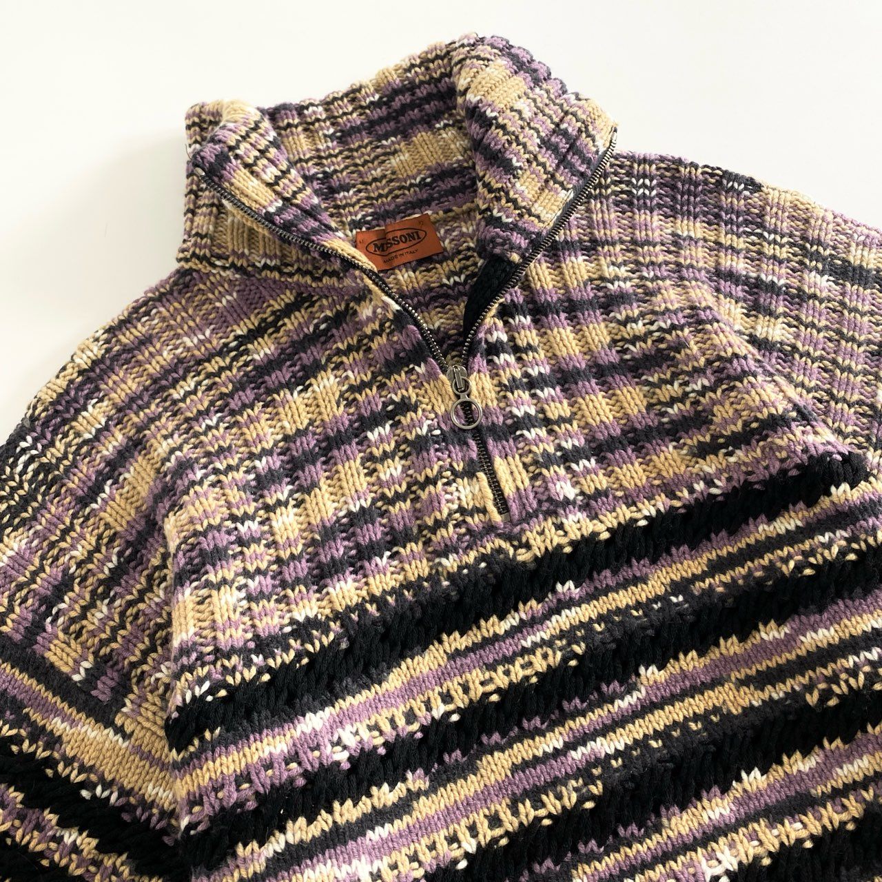 6d23 【美品】 伊製 MISSONI ミッソーニ S ミドルゲージ カシミヤニット プルオーバー パープル系 レディース