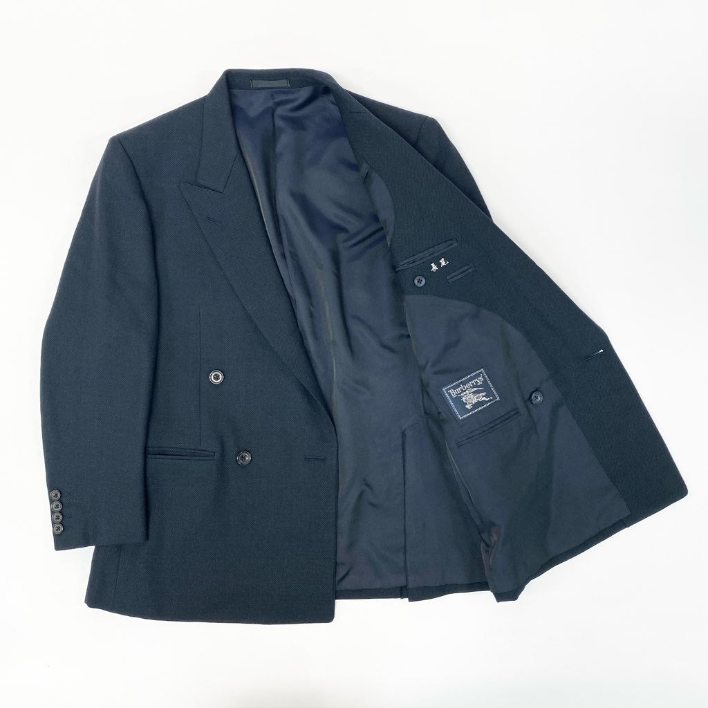 54l28 BURBERRYS バーバリーズ スーツセットアップ テーラードジャケット スラックスパンツ 94-84-165 AB4 ネイビー ウール100％ メンズ 男性用o07t