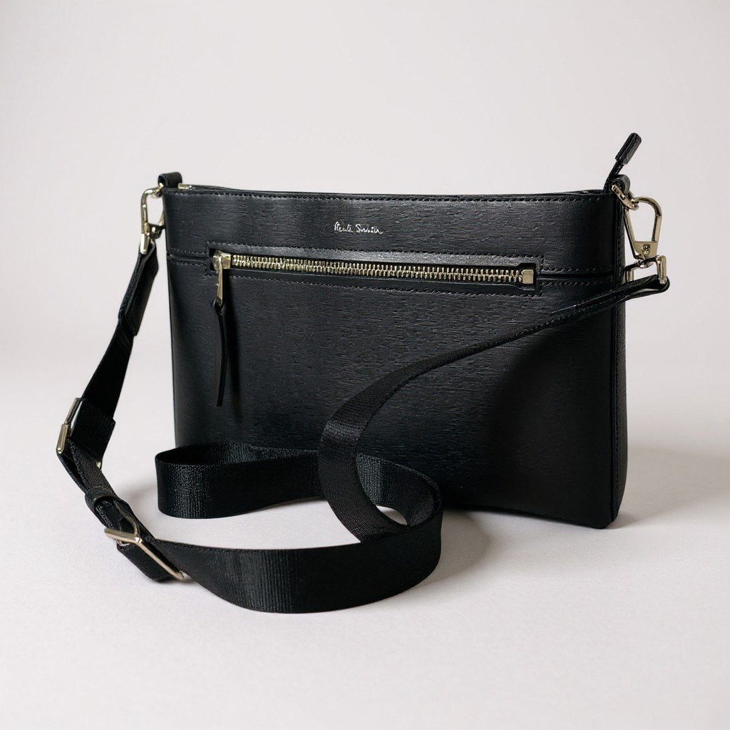 ha6《美品》 Paul Smith ポールスミス レザー クロスボディバッグ ブラック ショルダーバッグ サコッシュ 斜め掛け カバン 鞄t18r