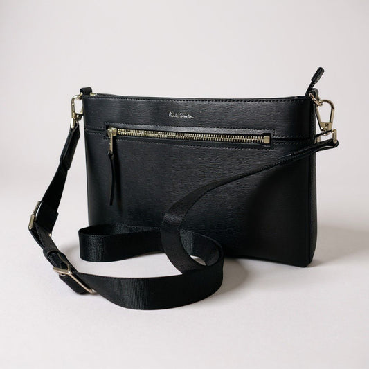 ha6《美品》 Paul Smith ポールスミス レザー クロスボディバッグ ブラック ショルダーバッグ サコッシュ 斜め掛け カバン 鞄t18r