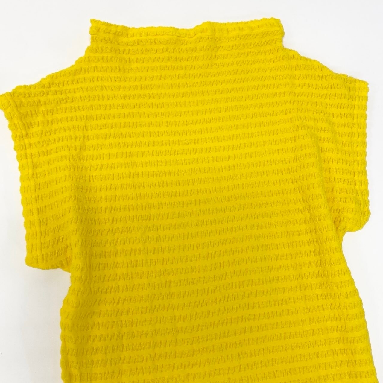 Af9 A-POC ABLE ISSEY MIYAKE エイポックエイブルイッセイミヤケ ストレッチ 半袖カットソー ショートスリーブ トップス 日本製 AP33JJ405 2 イエロー ウール ナイロン レディースo07t