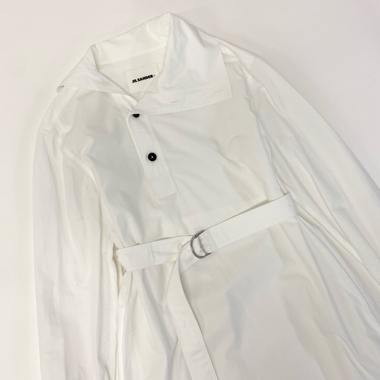 9a19 JIL SANDER ジルサンダー 2023SS 変形シャツワンピース ロングワンピース ベルト付き サイズ32 ホワイト レディース 女性用 トップス 春夏k02i
