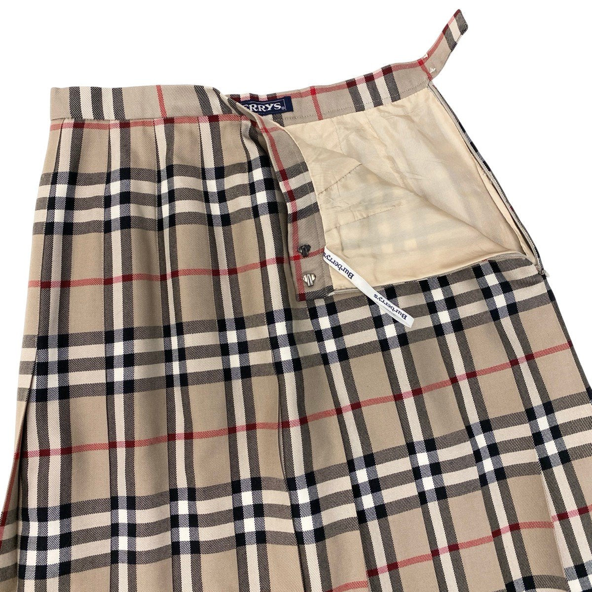 Ih10 BURBERRY バーバリー ノバチェック プリーツスカート 膝丈 ベージュ レディースo07t