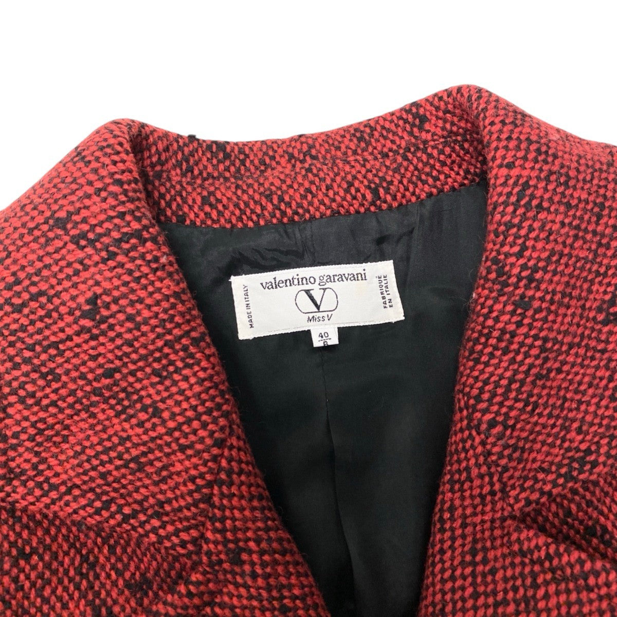 91h3 【美品】Valentino garavani ヴァレンティノ・ガラヴァーニ チェスターコート ツイードコート ロングコート イタリア製 40サイズ レッド ウール100％ レディース 女性用u02t