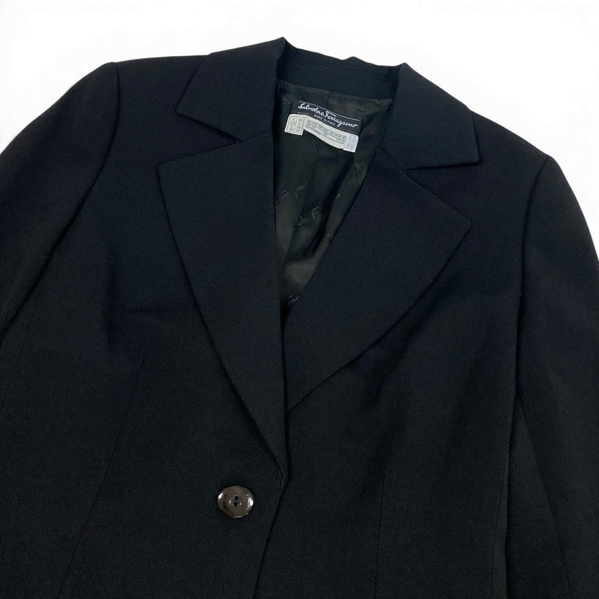 9f5 Salvatore Ferragamo サルヴァトーレフェラガモ テーラードジャケット 袖レイヤード サイズ40 イタリア製 ブラック ウール シルク レディース 女性服u02t