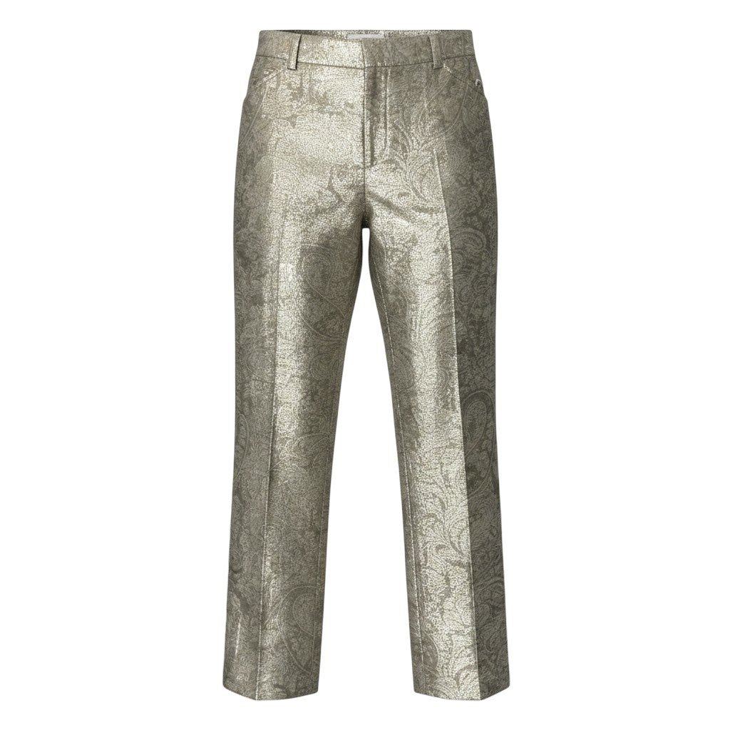 e10 RALPH LAUREN PURPLE LABEL ジャガードタックパンツ ボトム ペイズリー柄 4サイズ ゴールド レディース 女性用u02t