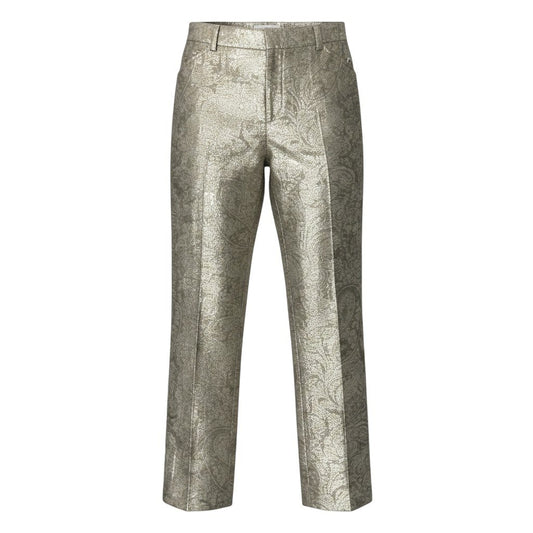 e10 RALPH LAUREN PURPLE LABEL ジャガードタックパンツ ボトム ペイズリー柄 4サイズ ゴールド レディース 女性用u02t